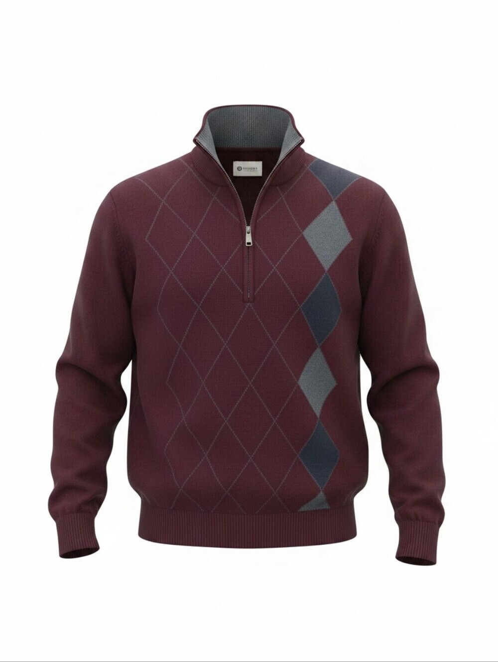 Haggar Men's Maroon and Gray Zip-Up Sweater